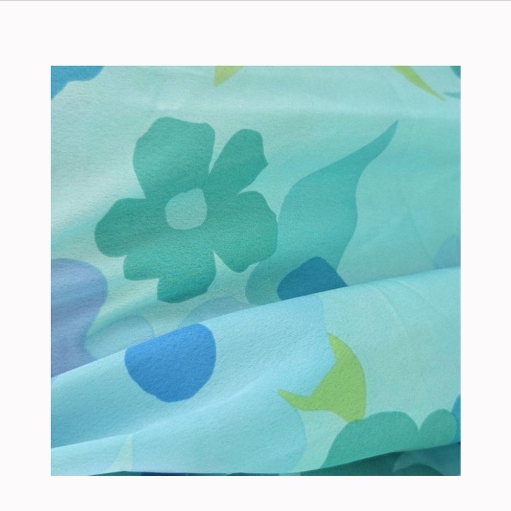 Show Me Your Mumu Mina Turquoise Floral Midi Dress Small Slit Resort Vacation - Picture 4 of 6